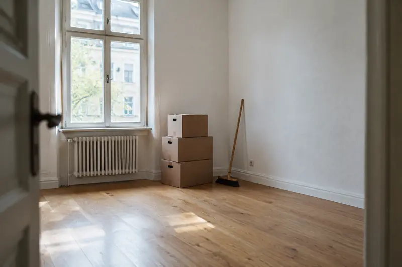 Leer geräumtes, besenreines Zimmer nach einer Wohnungsauflösung